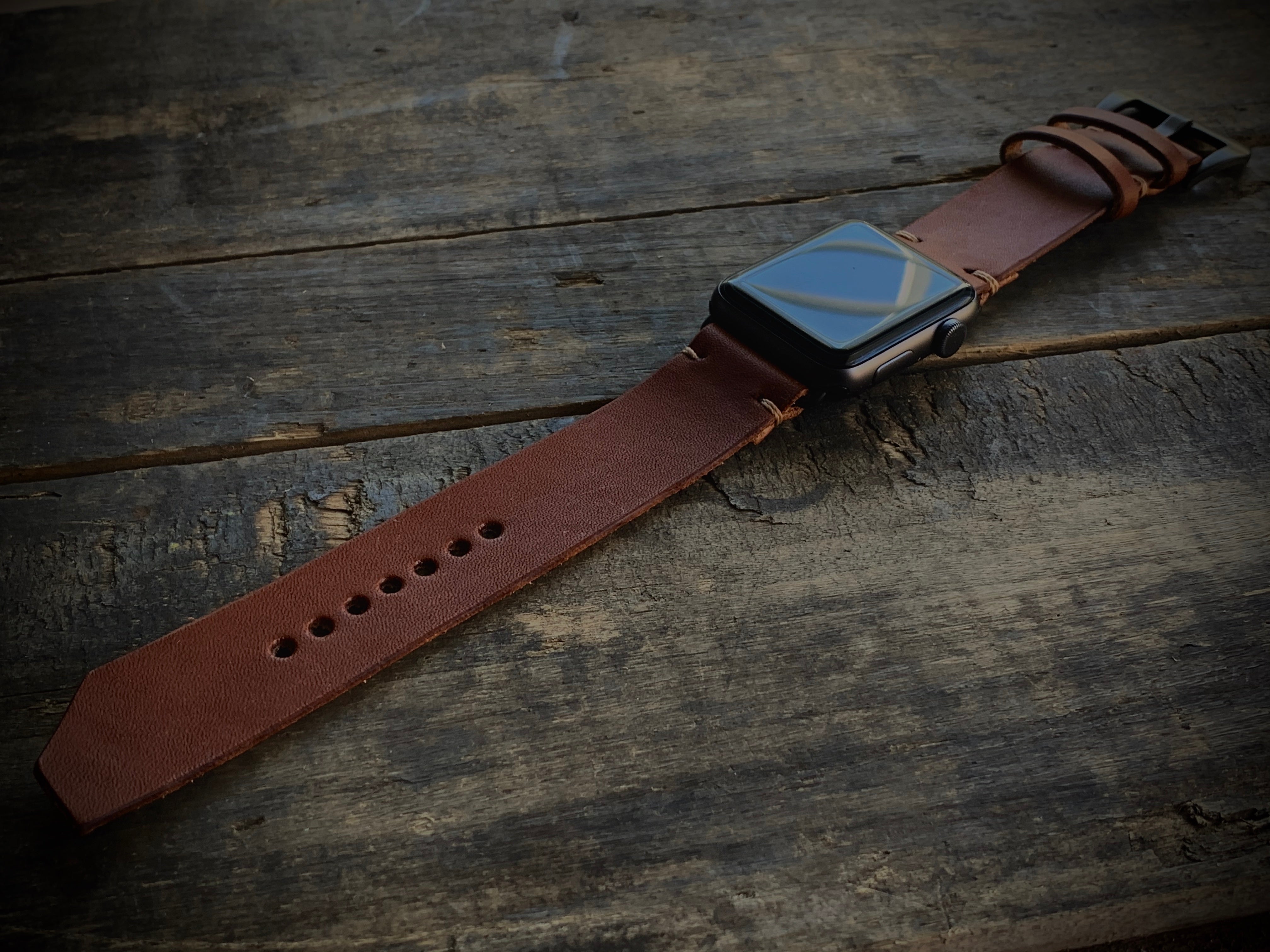 Rustic Band for Apple Watch 42mm / 44 mm, Light Brown, Black Hardware